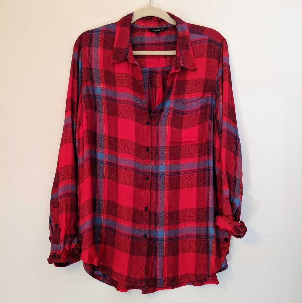 Lucky Brand Plaid Oversize Button Down Large